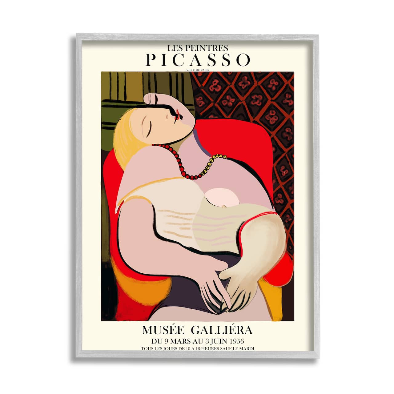 Stupell Industries Picasso Traditional Abstract Painting Dreaming Red Chair in Gray Frame Wall Art